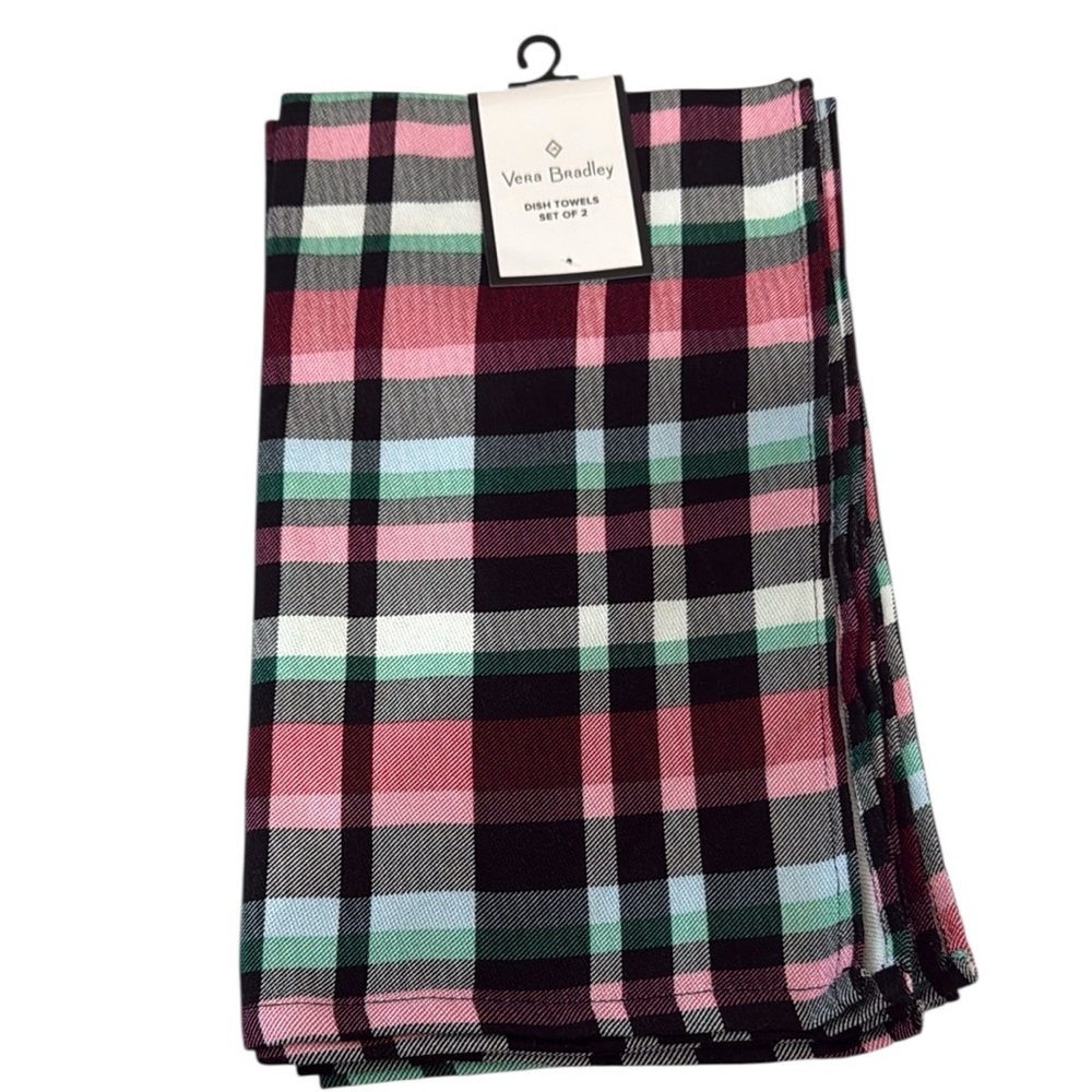 Vera Bradley Table Dish Towel Ribbons Plaid 2 Pack NWT‎